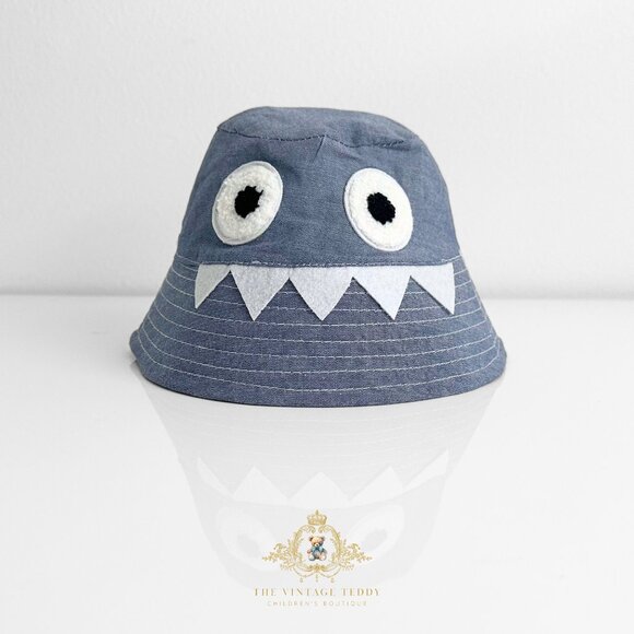 NWT Cute Boys Overalls Dungarees Onesie & Bucket Hat 3 Piece Matching Set 9-12M - Picture 2 of 3